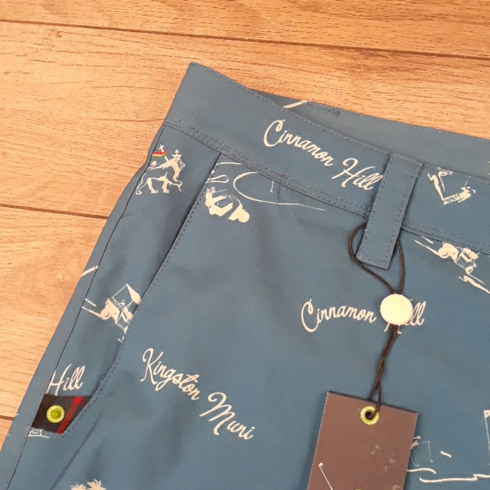 WILLIAM MURRAY Golf Water Hazard Dark Blue Jamaica Courses Sz 40 Shorts NEW - Picture 2 of 9